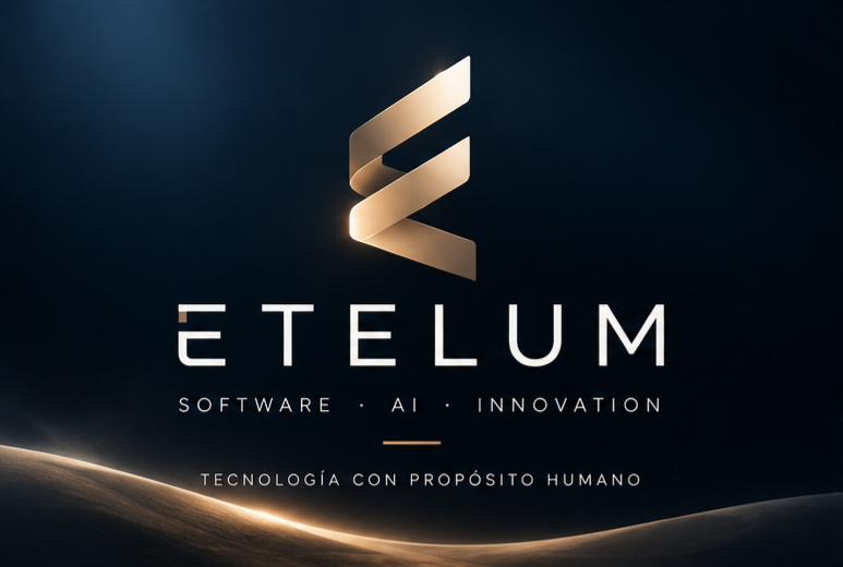 Identidad institucional oficial completa de ETELUM con su E dorada, nombre, descriptor y horizonte de luz